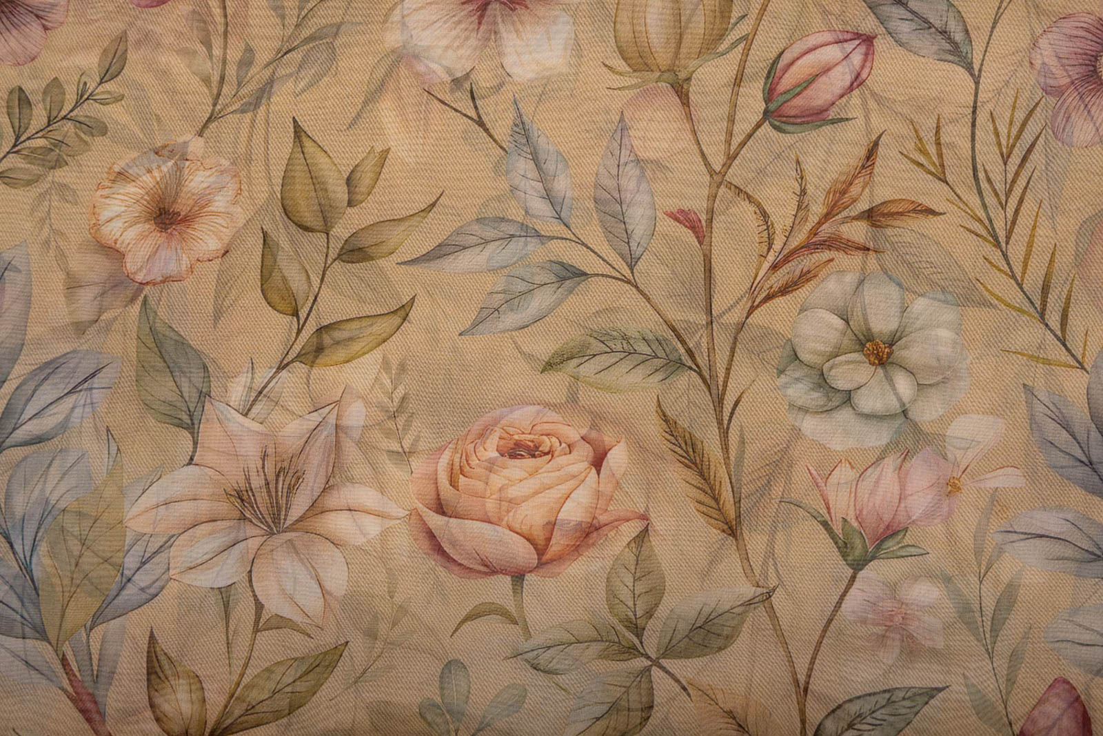 Beige Organza Silk Fabric