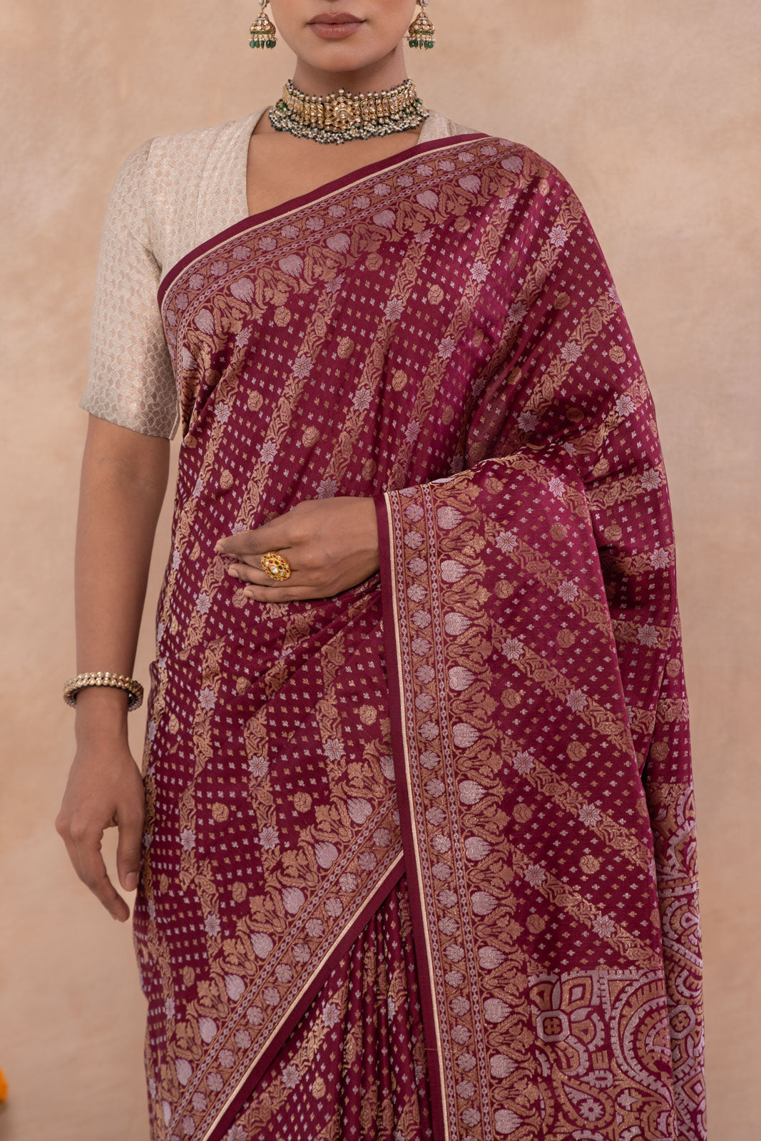 Wine Handwoven Banarasi Silk Saree
