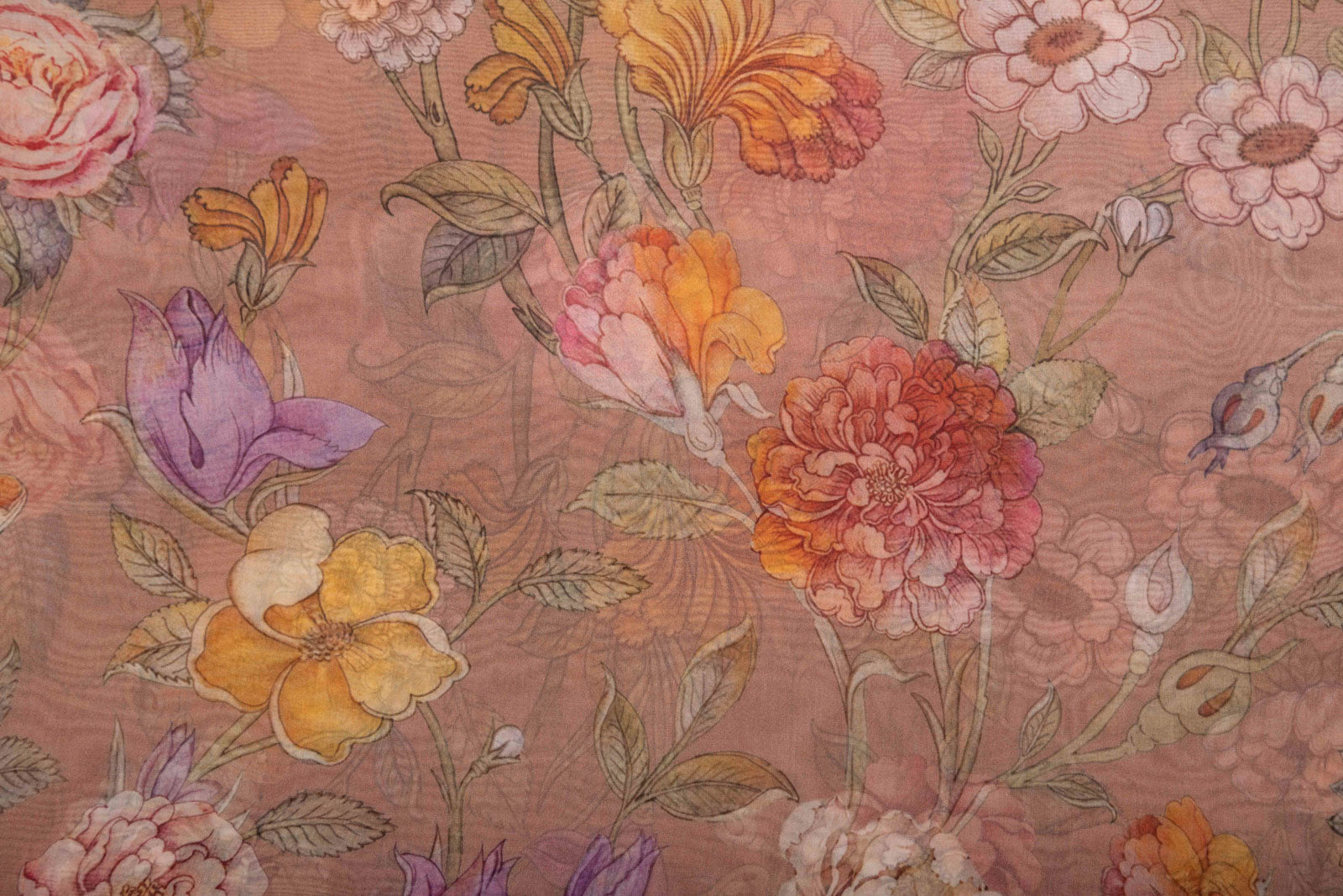 Onion Pink Organza Silk Fabric