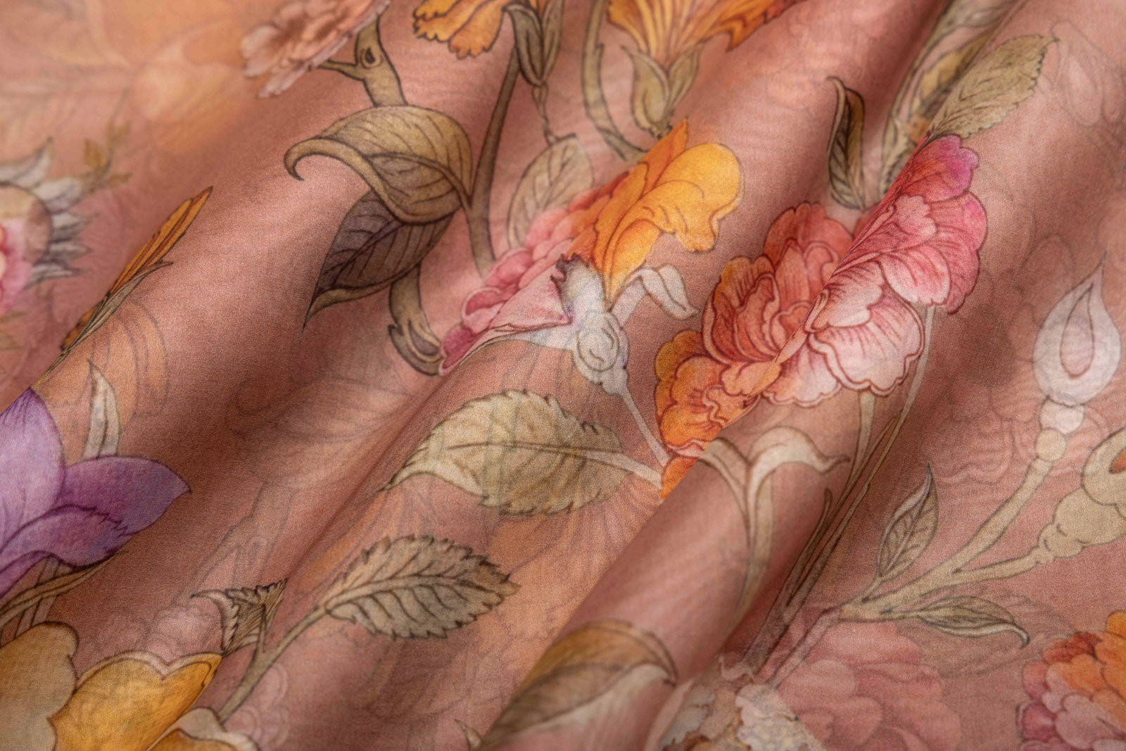 Onion Pink Organza Silk Fabric