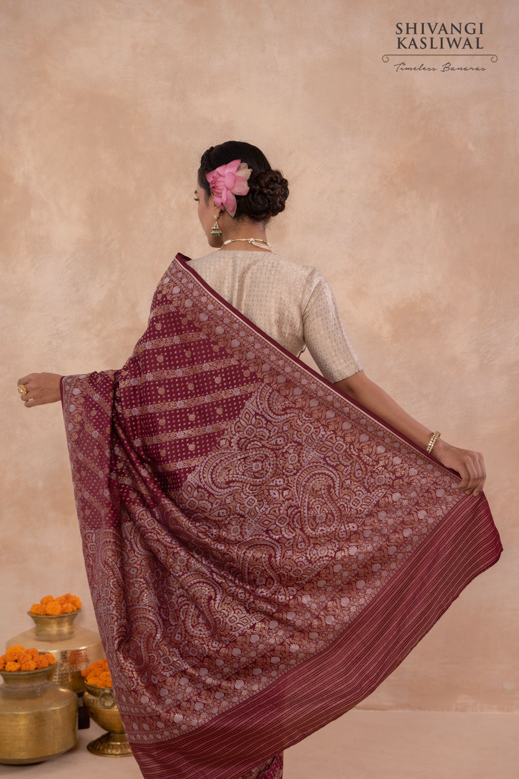 Wine Handwoven Banarasi Silk Saree