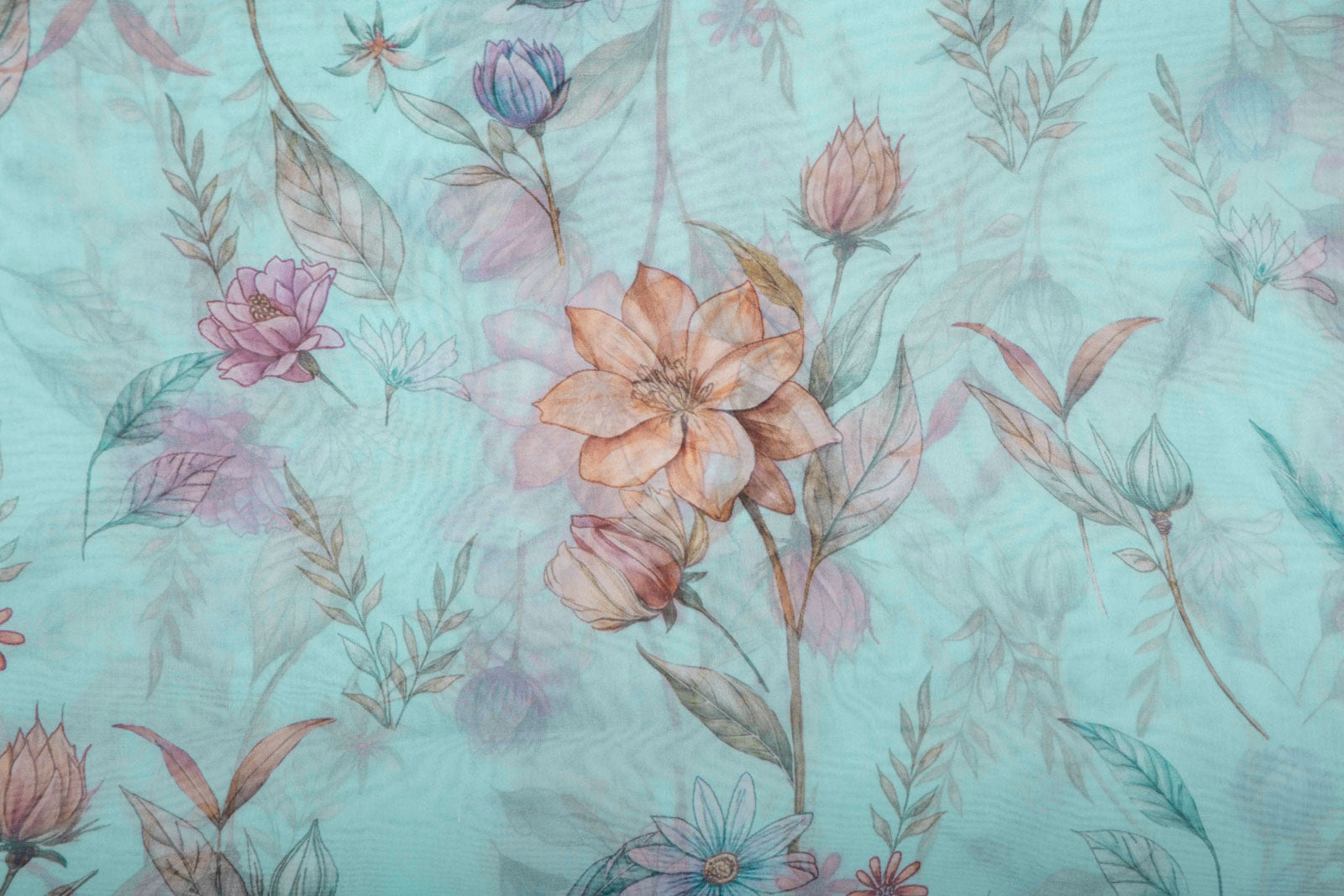 Blue Organza Silk Fabric