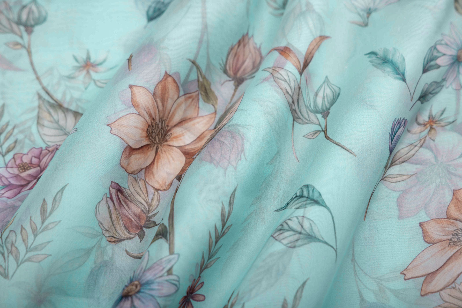 Blue Organza Silk Fabric