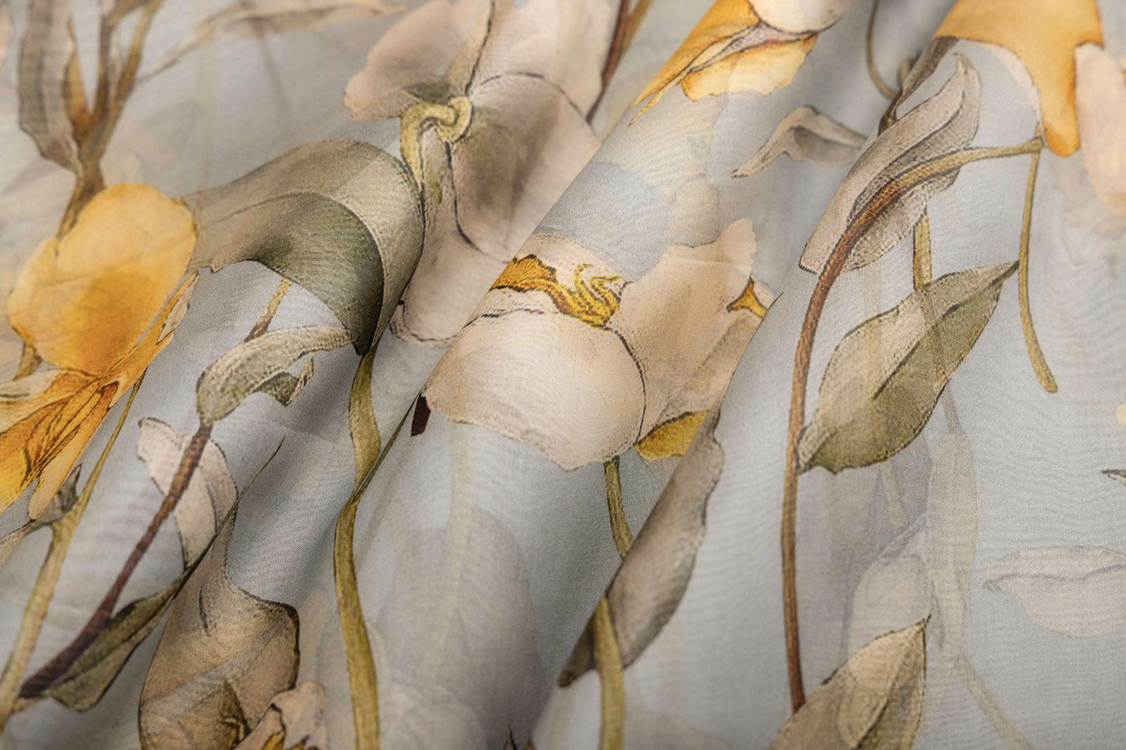 Grey Organza Silk Fabric