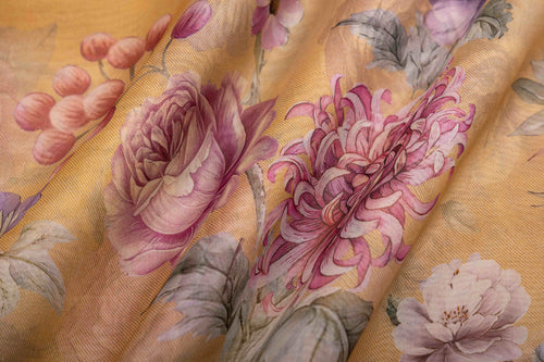 Mustard Yellow Organza Silk Fabric