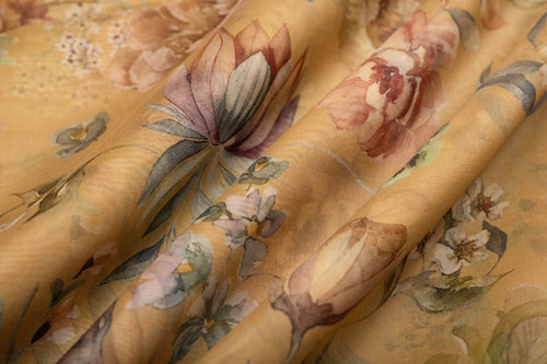 Mustard Yellow Organza Silk Fabric