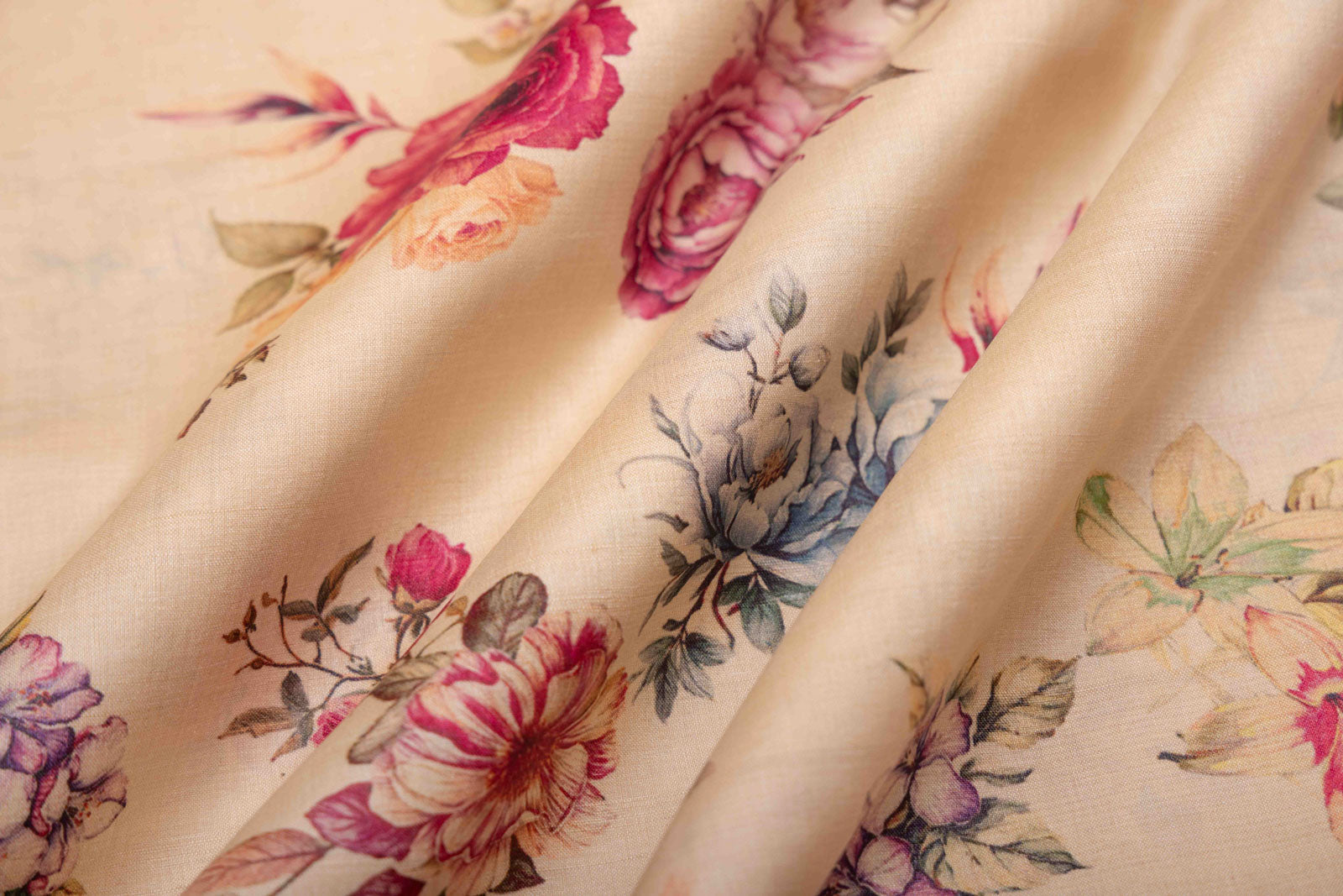 Beige Tussar Silk Fabric