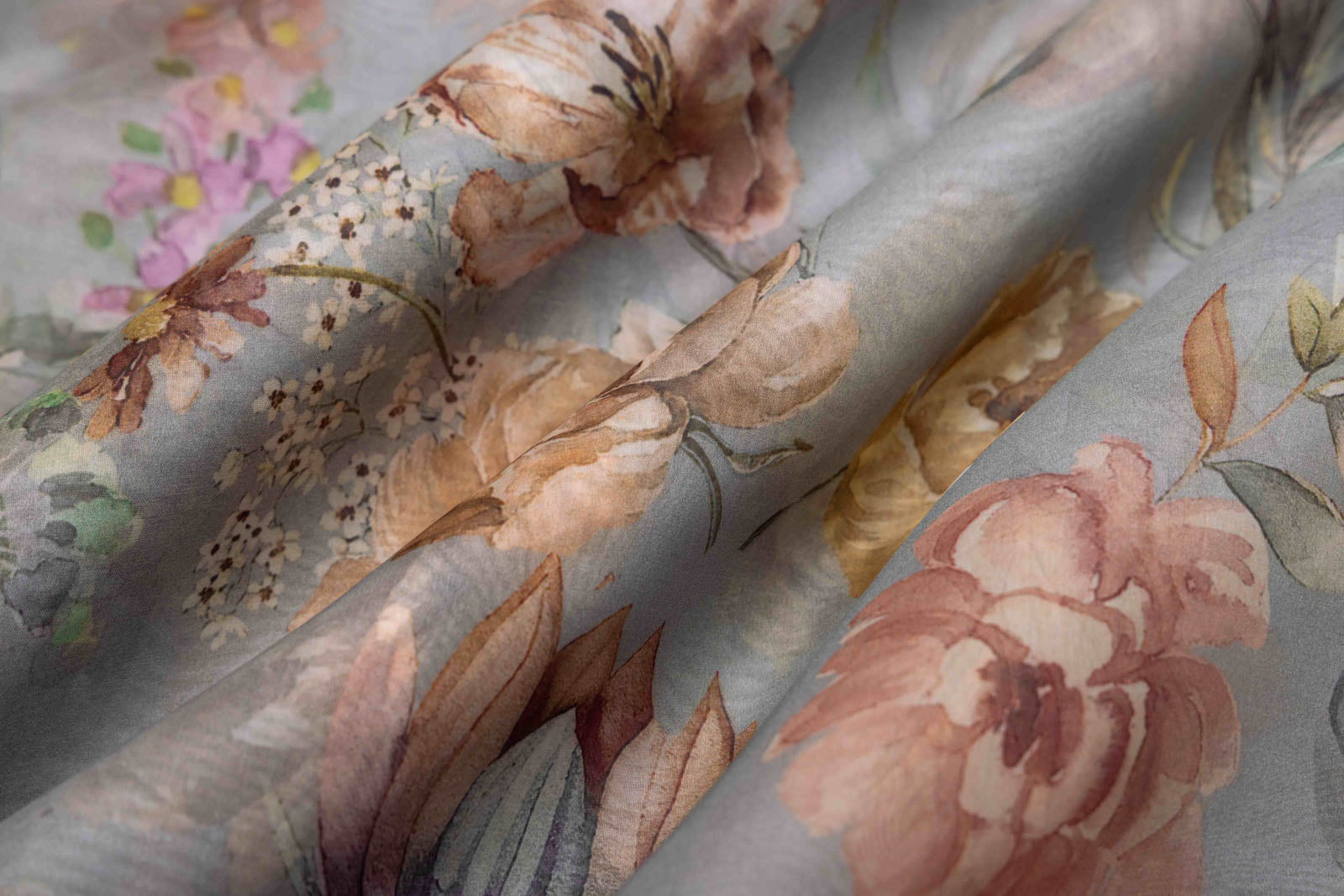 Grey Organza Silk Fabric