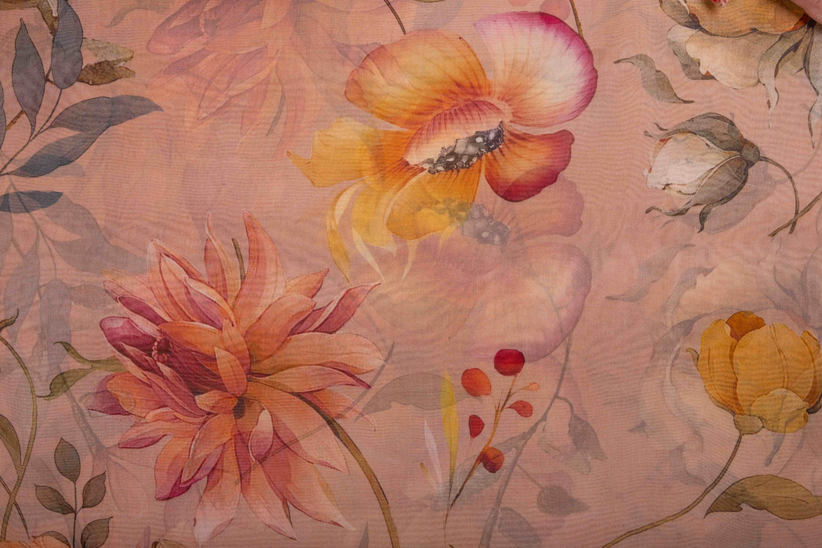 Beige Organza Silk Fabric