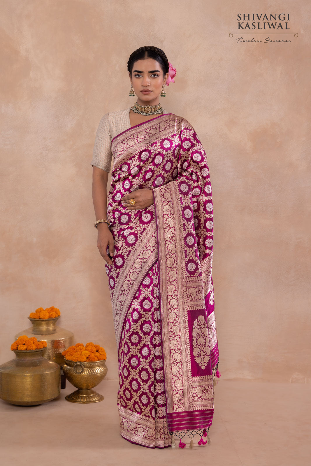 Deep Wine Handwoven Banarasi Kadhua Silk Saree