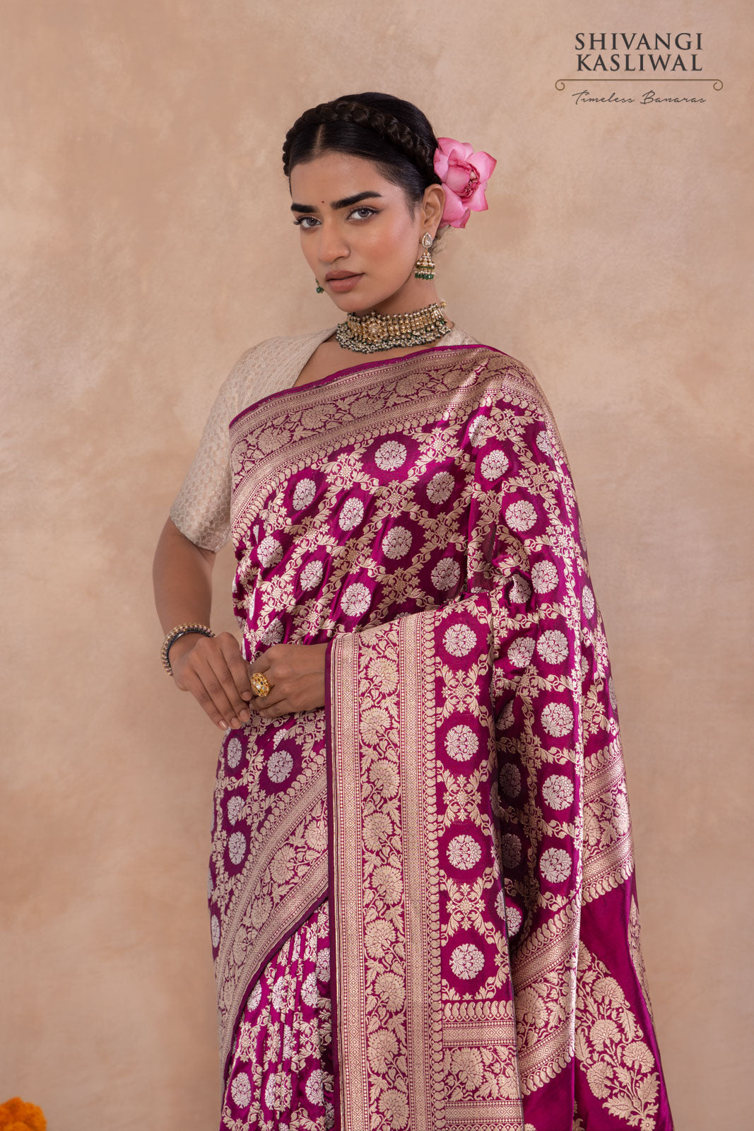 Deep Wine Handwoven Banarasi Kadhua Silk Saree