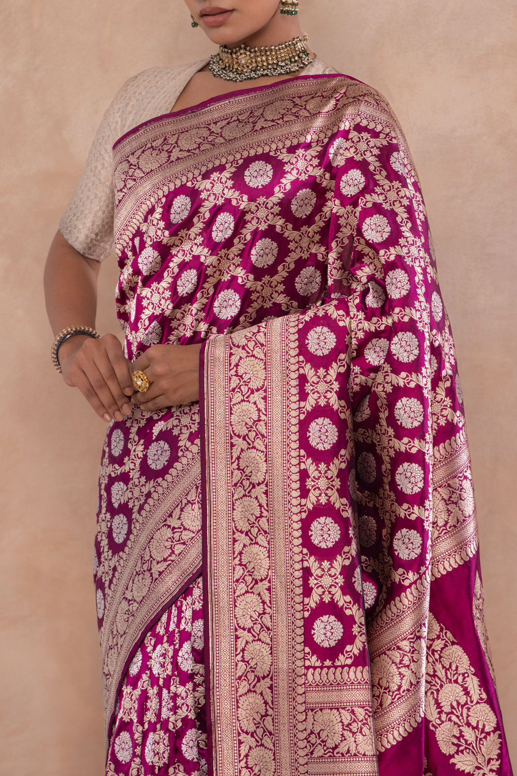 Deep Wine Handwoven Banarasi Kadhua Silk Saree