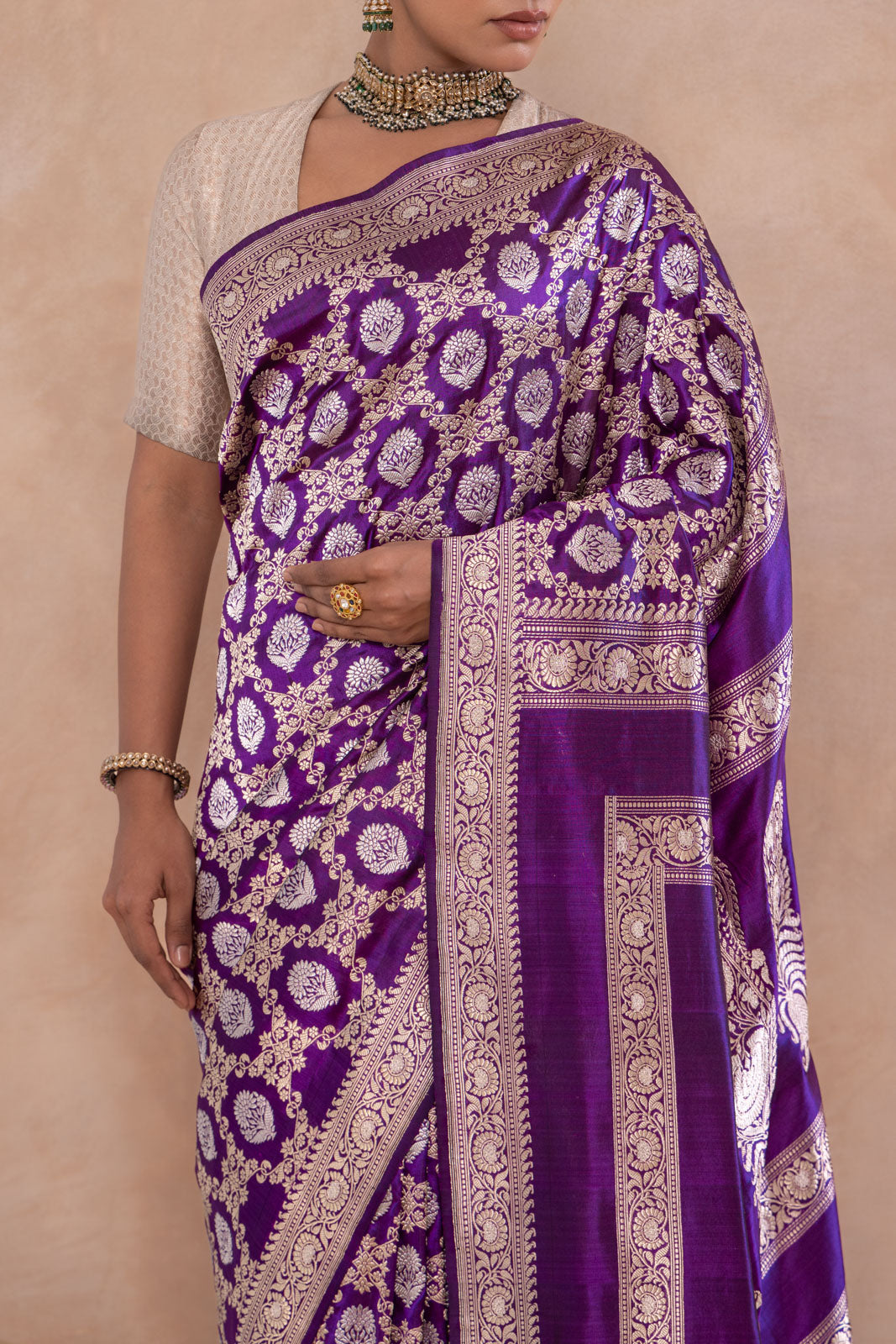 Purple Handwoven Banarasi Kadhua Silk Saree