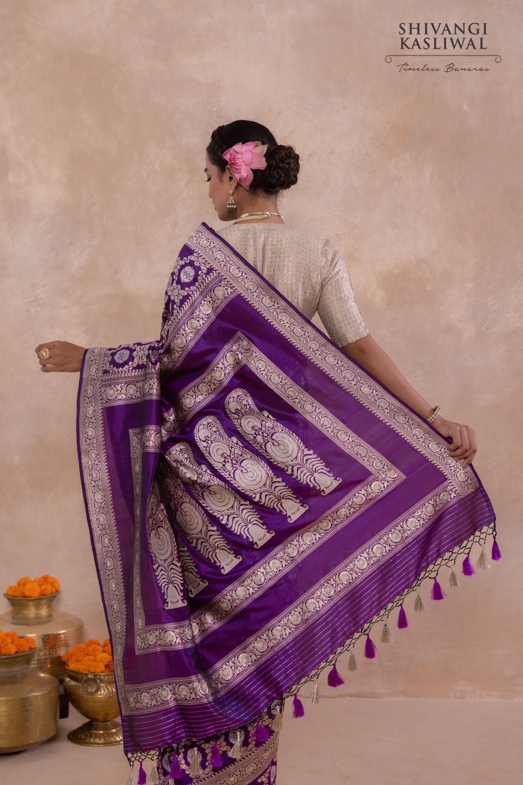 Purple Handwoven Banarasi Kadhua Silk Saree