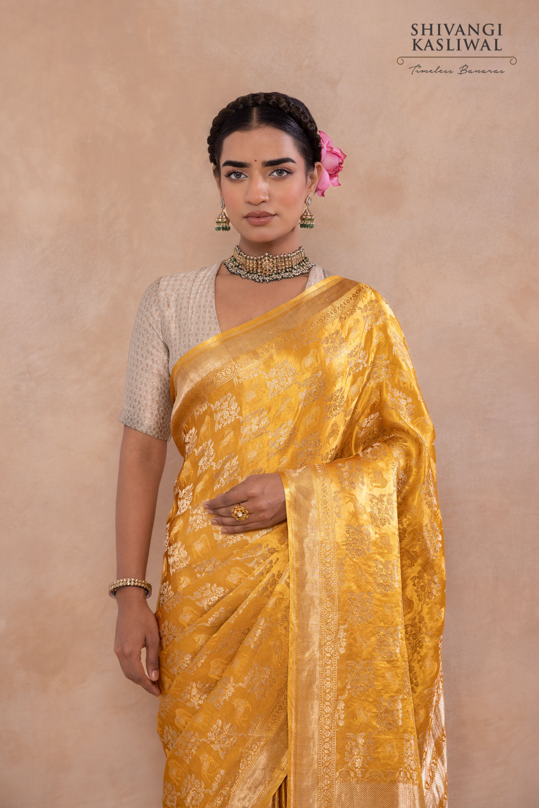 Mustard Yellow Handwoven Banarasi Silk Saree
