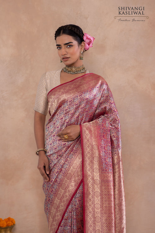 Maroon Handwoven Banarasi Silk Saree