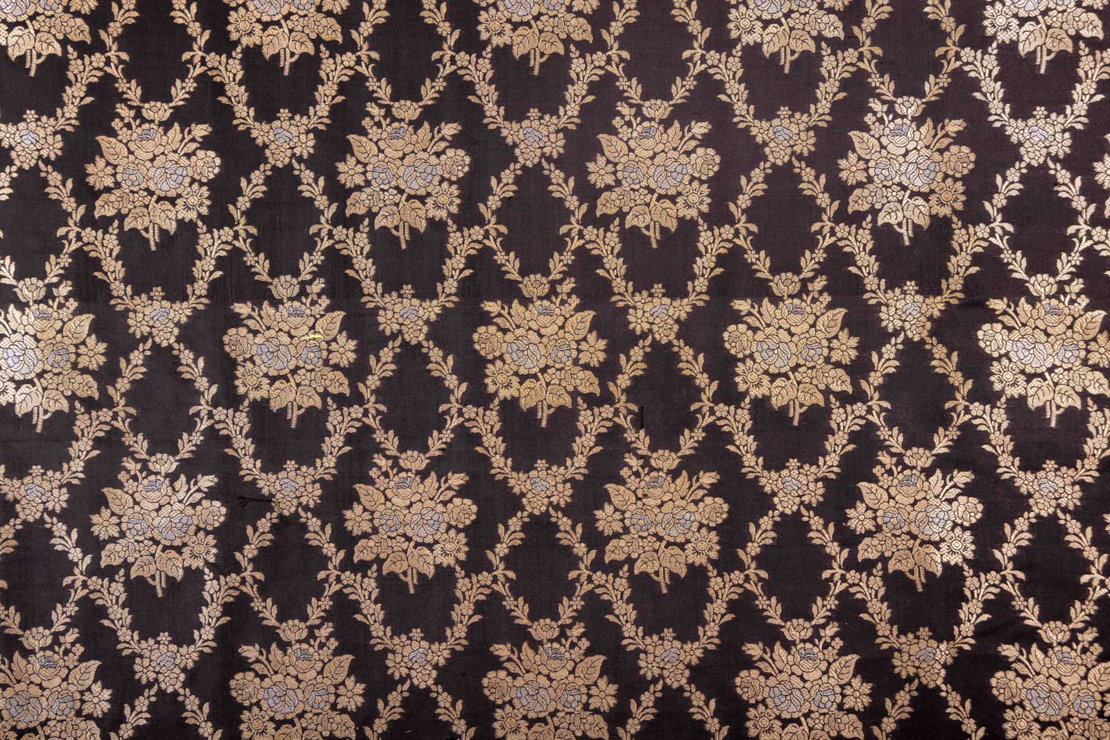 Black Handwoven Banarasi Silk Fabric