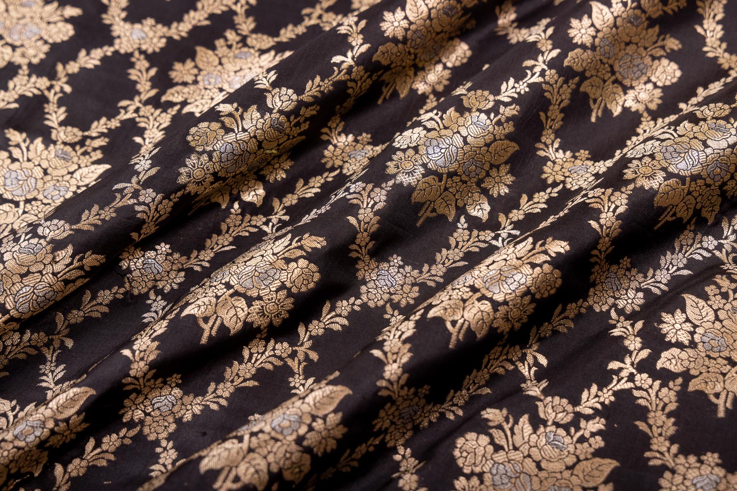 Black Handwoven Banarasi Silk Fabric