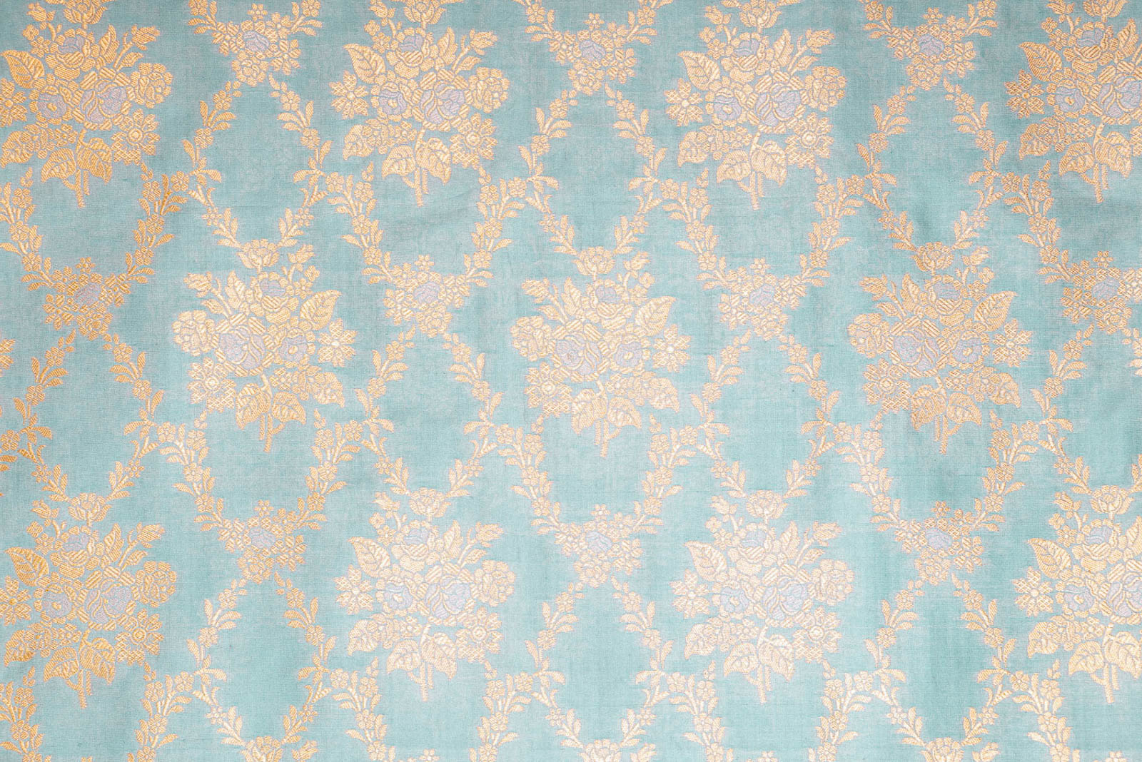 Powder Blue Handwoven Banarasi Silk Fabric