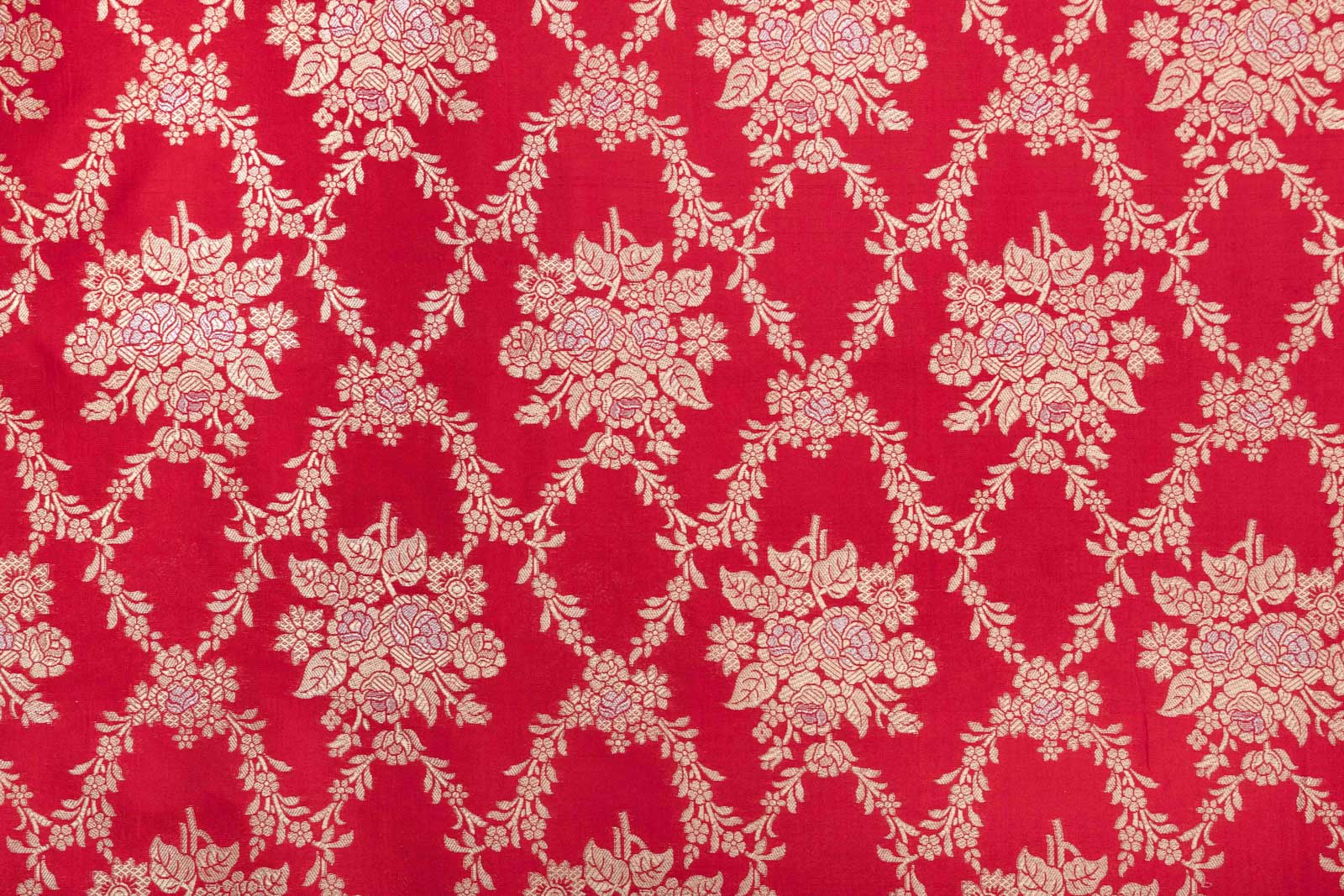 Red Handwoven Banarasi Silk Fabric