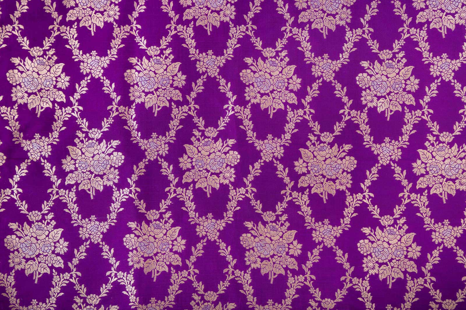Magenta Purple Handwoven Banarasi Silk Fabric