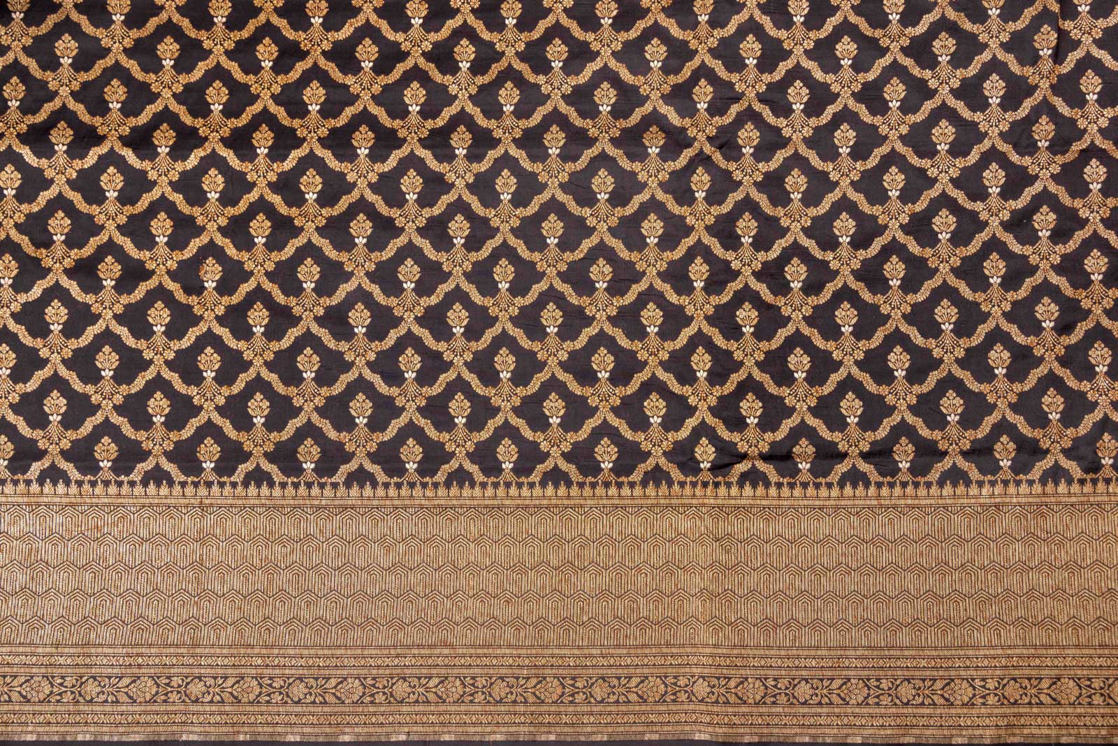 Black Handwoven Banarasi Silk Fabric