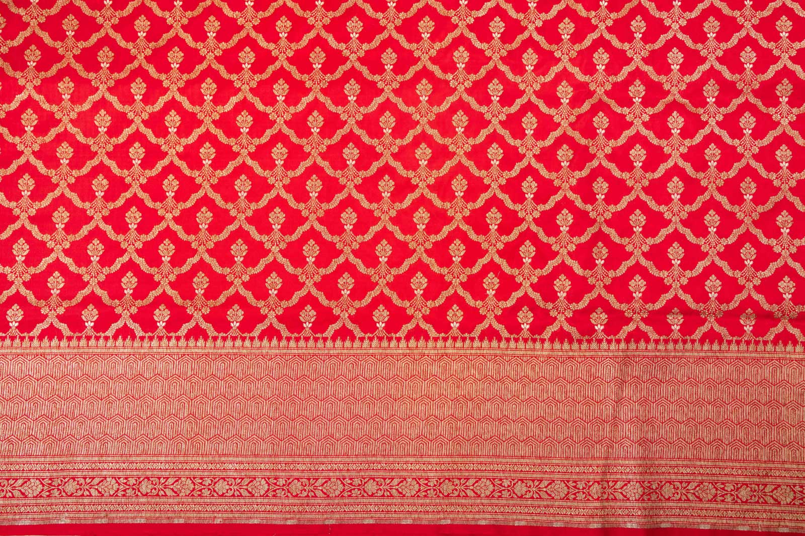 Red Handwoven Banarasi Silk Fabric