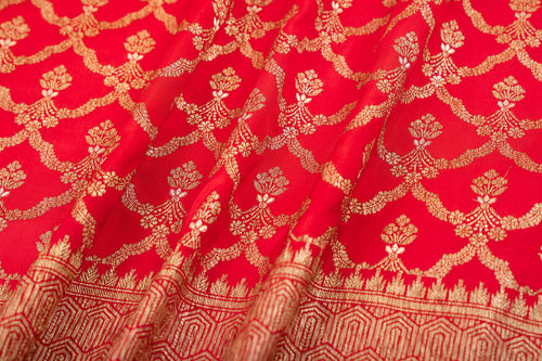 Red Handwoven Banarasi Silk Fabric