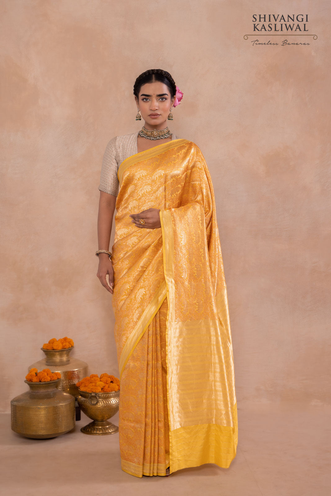 Yellow Handwoven Banarasi Silk Saree