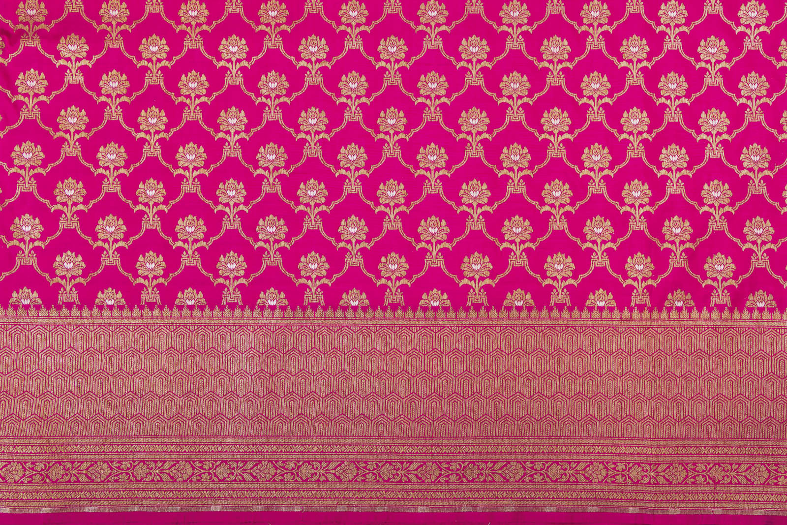 Fuchsia Pink Handwoven Banarasi Silk Fabric