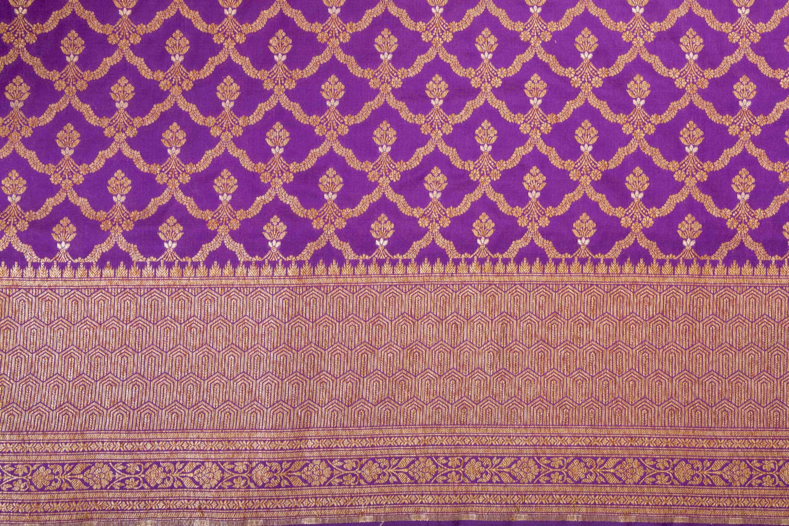 Magenta Purple Handwoven Banarasi Silk Fabric