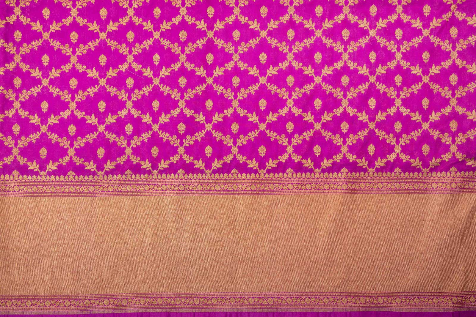 Magenta Pink Handwoven Banarasi Silk Fabric