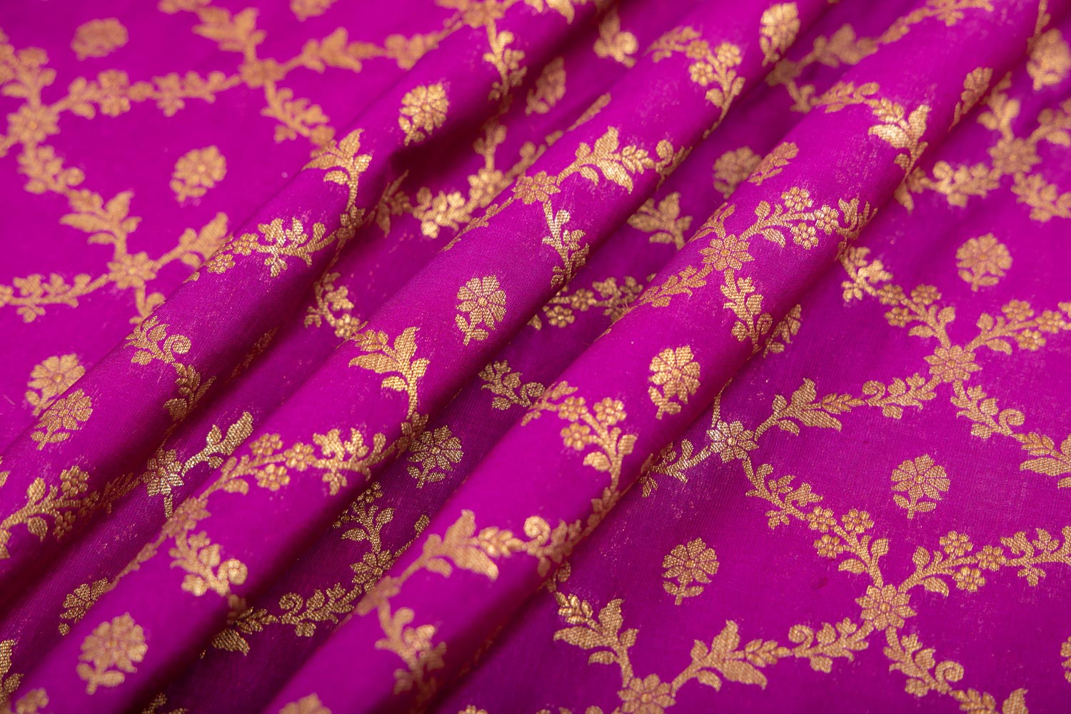 Magenta Pink Handwoven Banarasi Silk Fabric