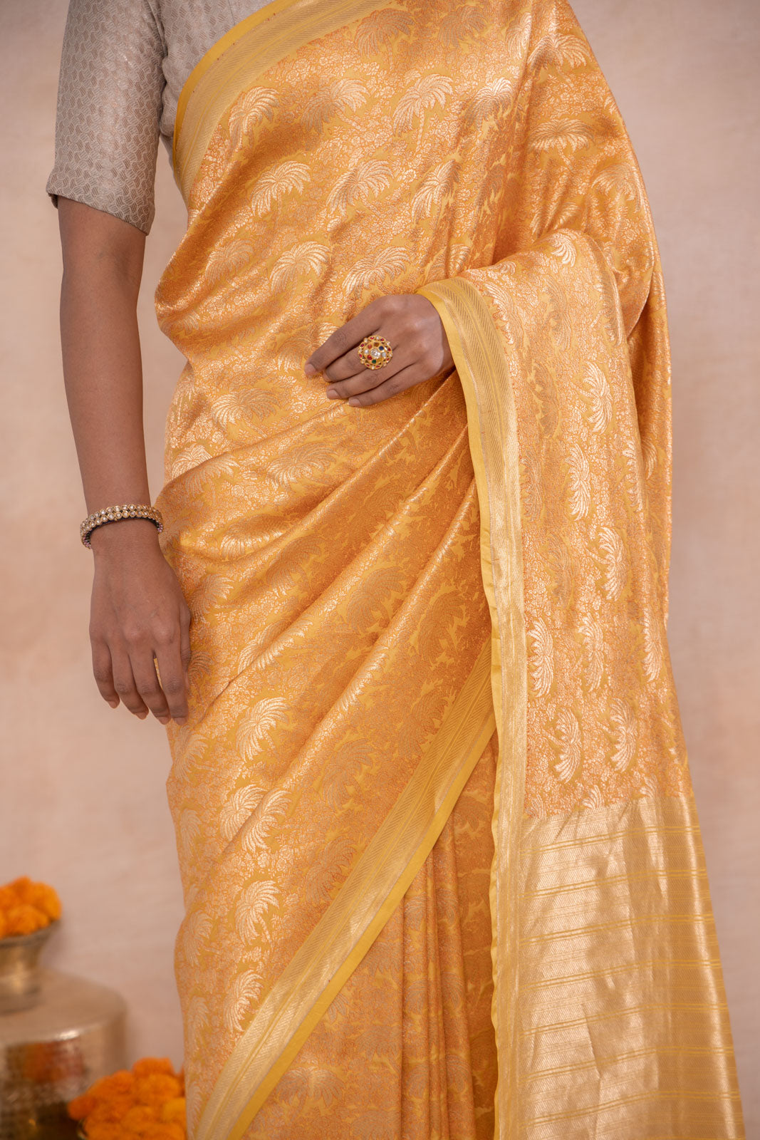 Yellow Handwoven Banarasi Silk Saree