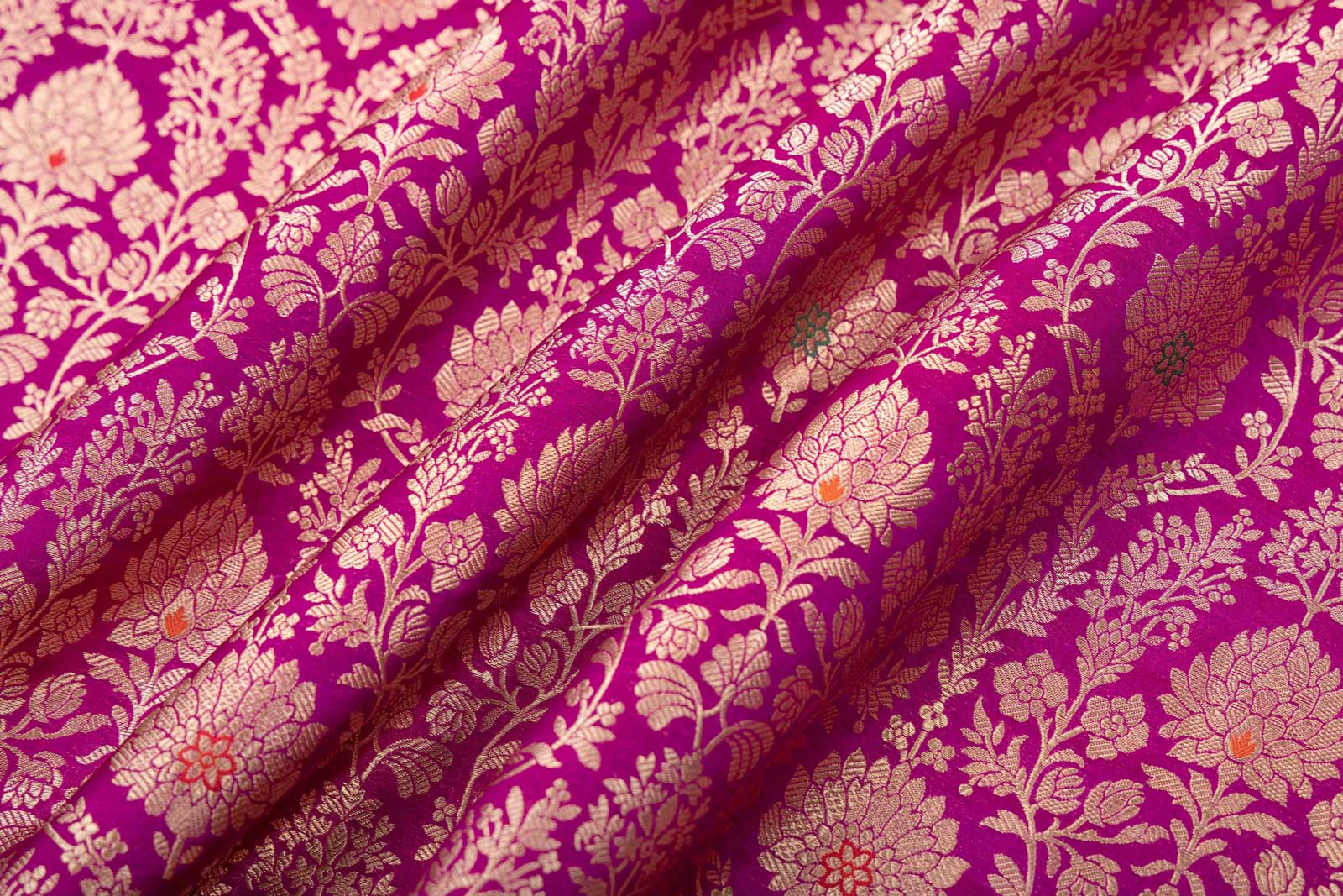 Magenta Pink Handwoven Banarasi Brocade Fabric