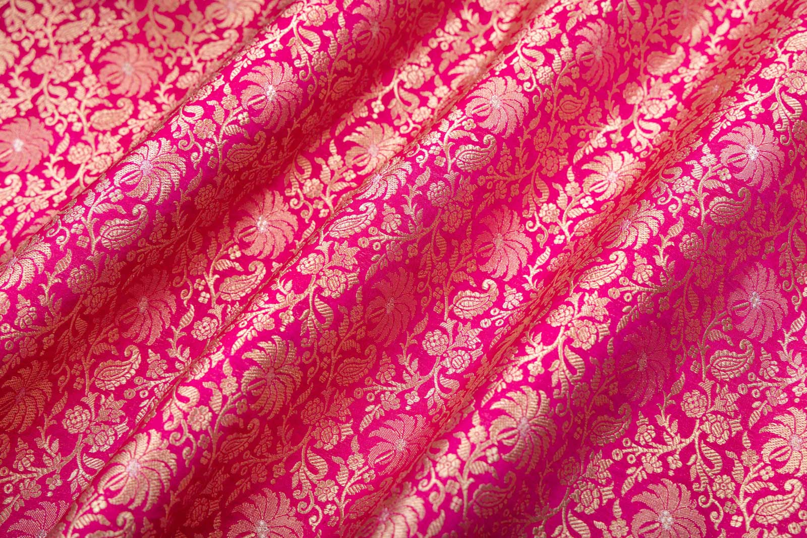 Fuchsia Pink Handwoven Banarasi Brocade Fabric