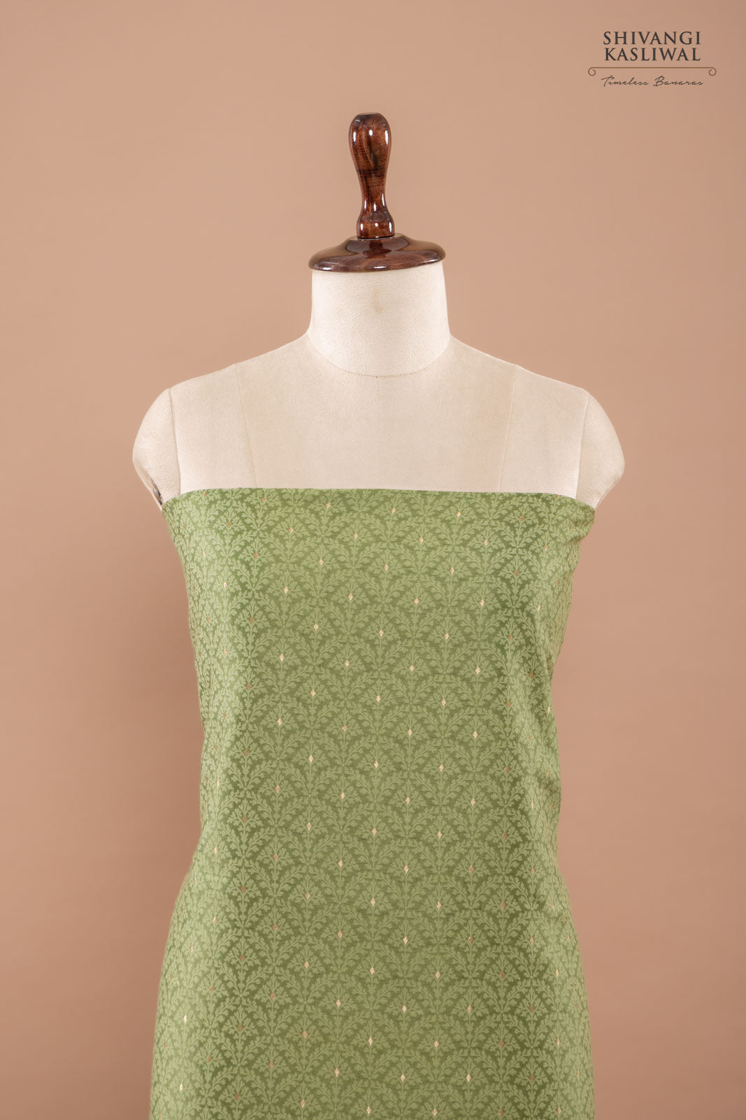 Green Handwoven Banarasi Chanderi Suit Piece