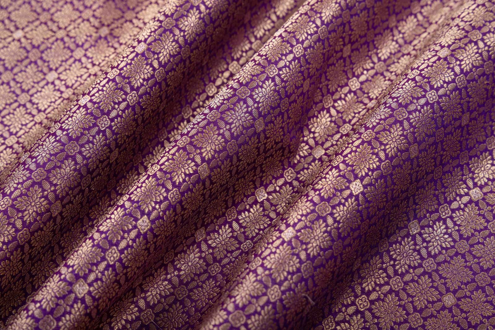 Purple Handwoven Banarasi Brocade Fabric