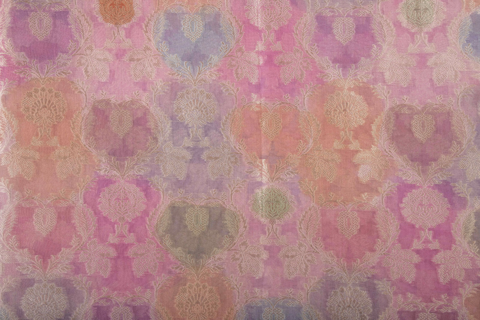 Multicolor Handwoven Banarasi Organza Silk Fabric