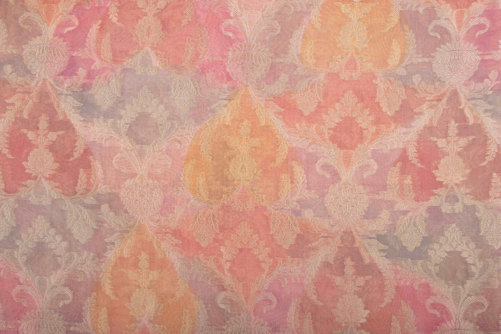 Multicolor Handwoven Banarasi Organza Silk Fabric