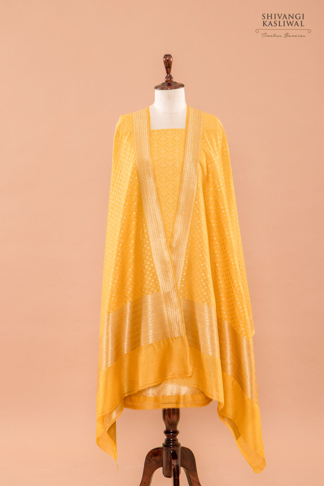 Yellow Handwoven Banarasi Chanderi Suit Piece
