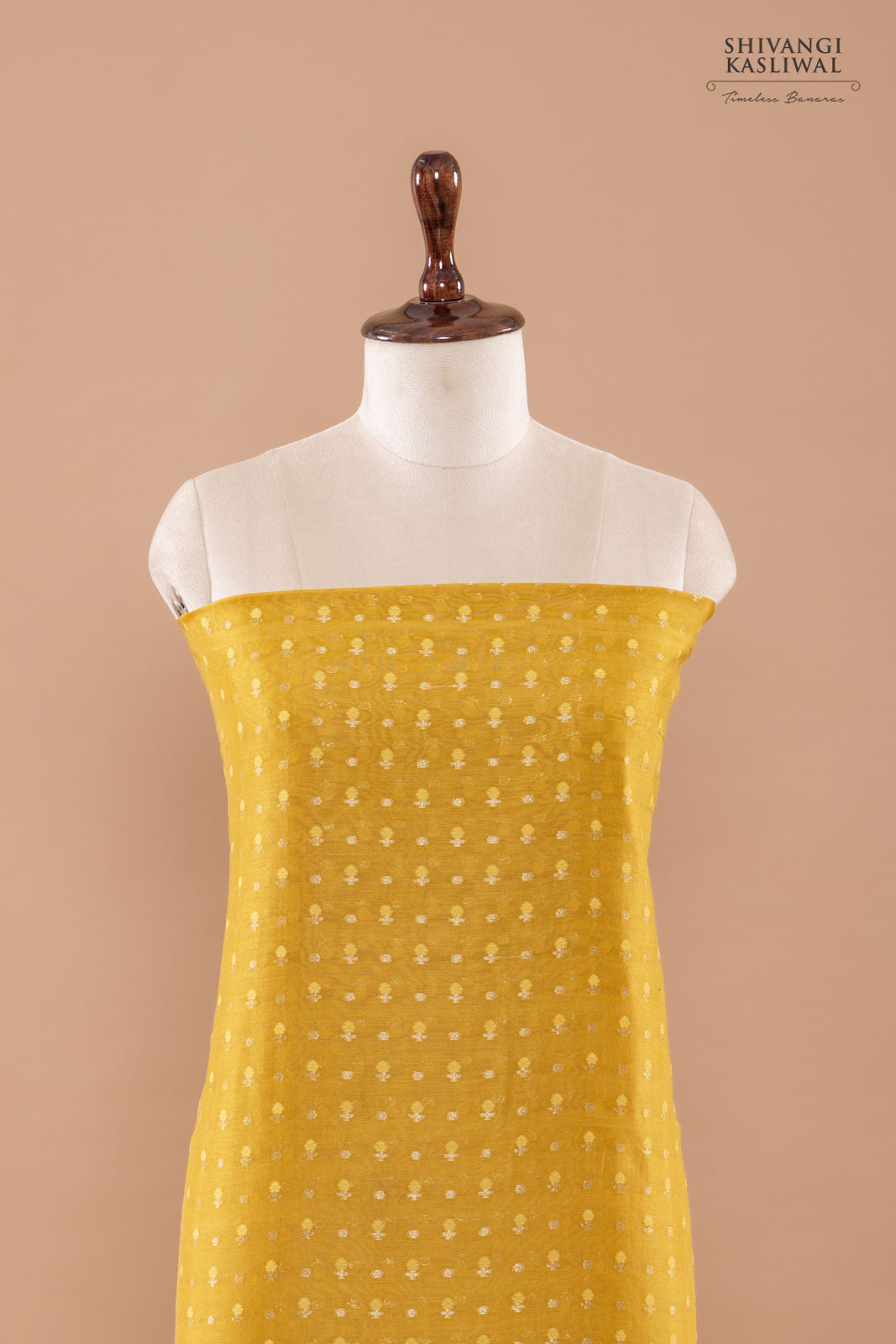 Mustard Yellow Handwoven Banarasi Chanderi Suit Piece