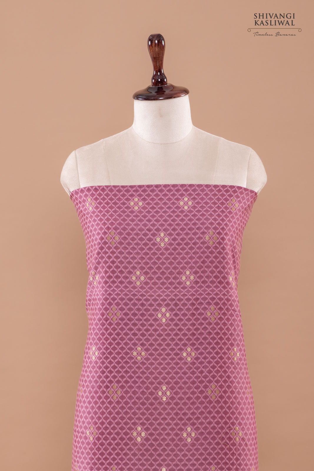 Onion Pink Handwoven Banarasi Chanderi Suit Piece