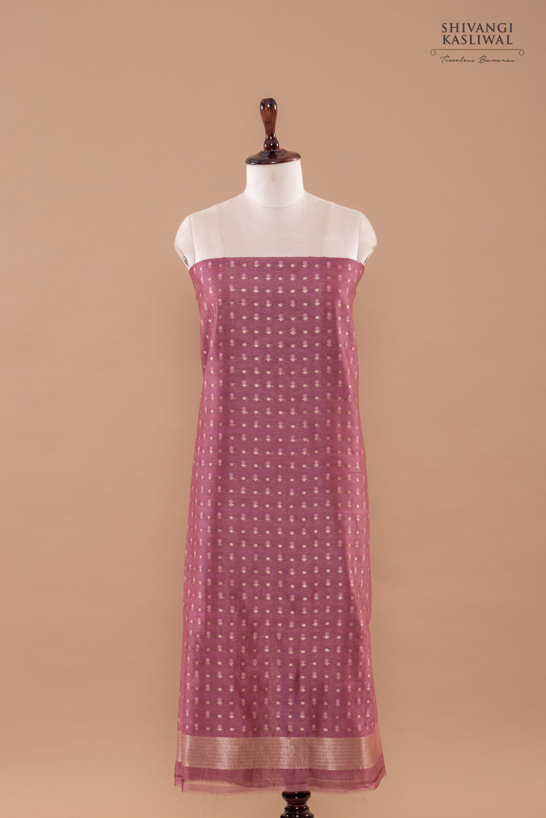 Onion Pink Handwoven Banarasi Chanderi Suit Piece