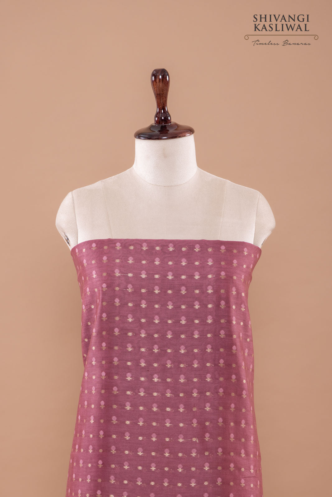 Onion Pink Handwoven Banarasi Chanderi Suit Piece