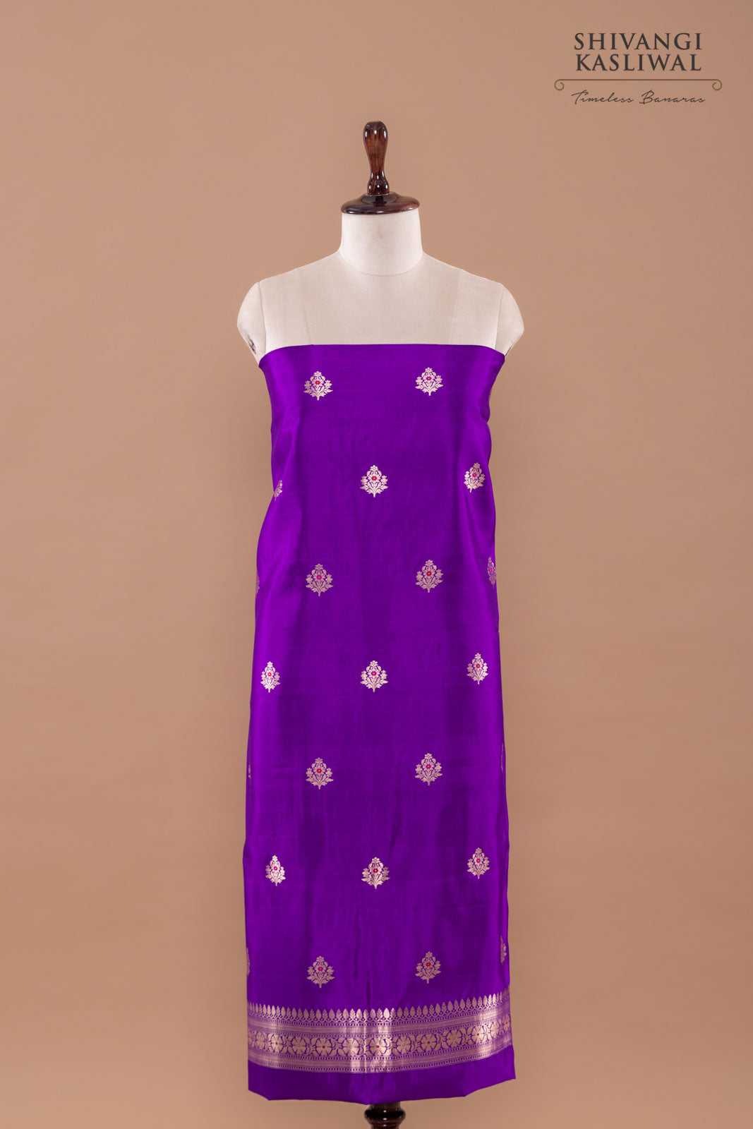 Purple Handwoven Banarasi Silk Suit Piece