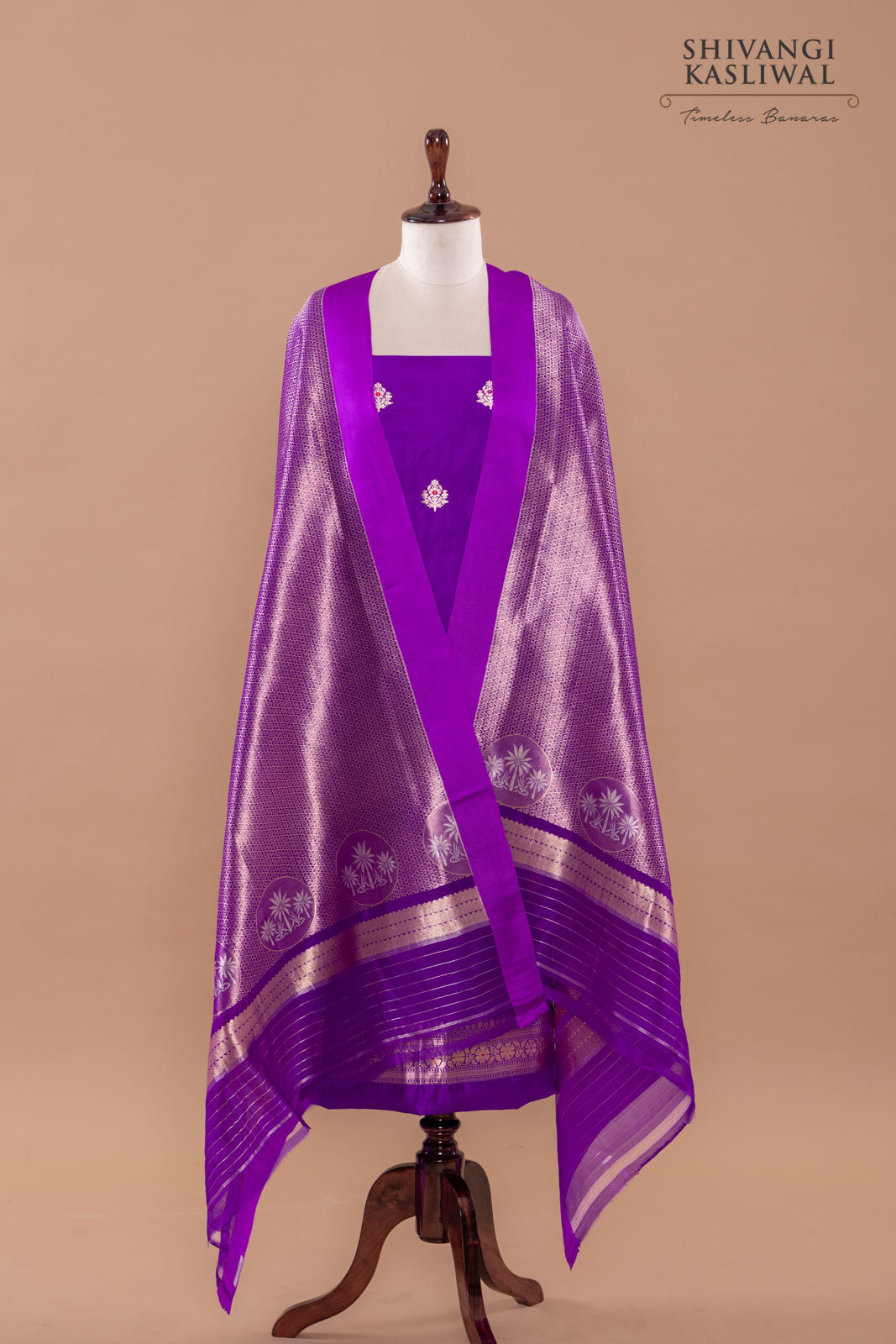 Purple Handwoven Banarasi Silk Suit Piece