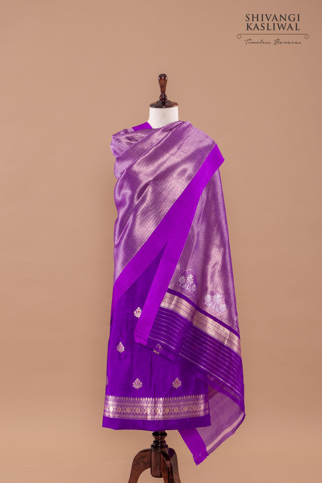 Purple Handwoven Banarasi Silk Suit Piece