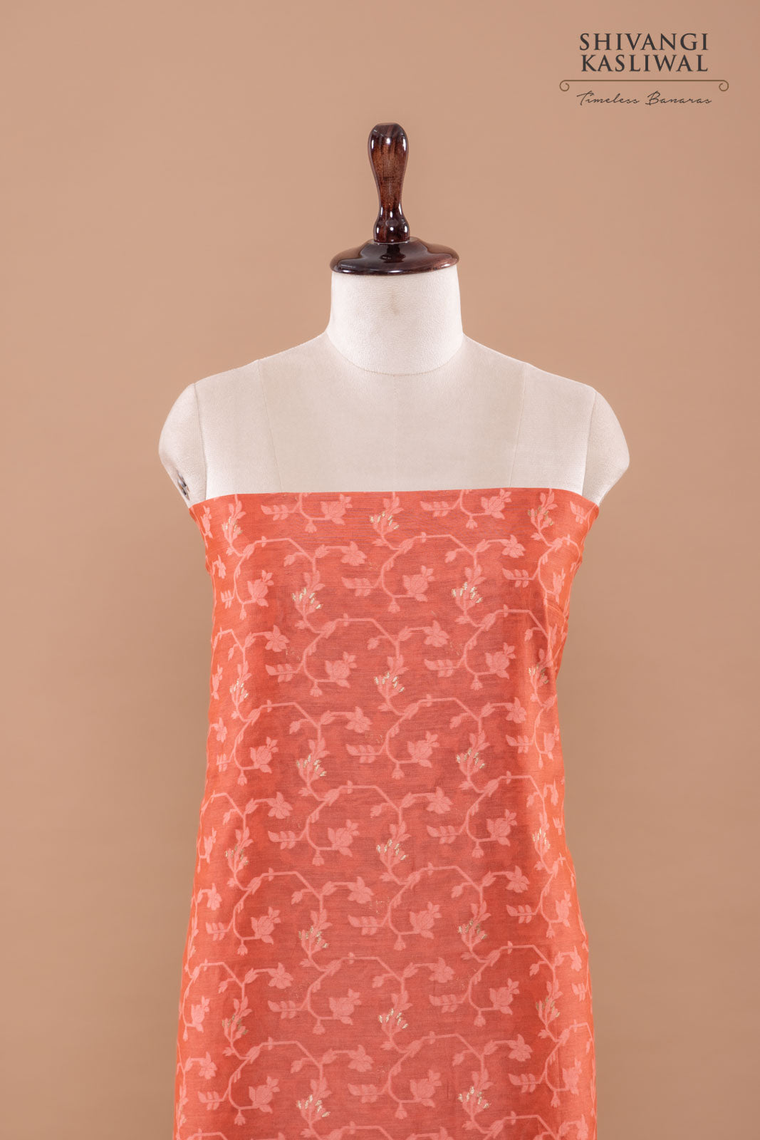 Terracotta Handwoven Banarasi Chanderi Suit Piece