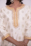 Off-White Banarasi Chiniya Silk Kurta Set